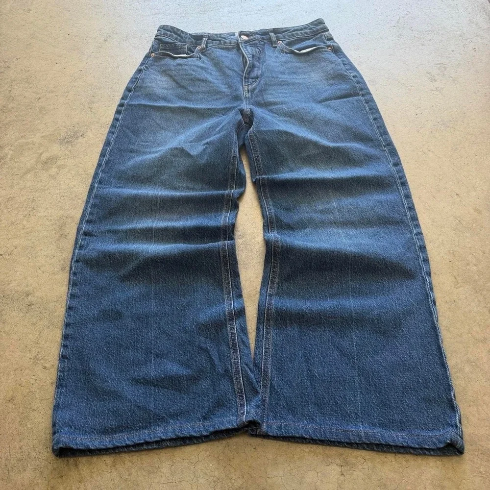 32x28 Blue Baggy Bootcut Flared Wide Leg Jeans Y2K Grunge 2000s Vintage